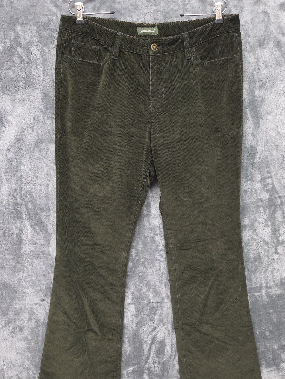 Eddie Bauer Olive Corduroy Flare Pants sz 14